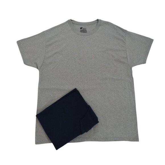 Hanes Comfortsoft Mens Classic Crewneck T-Shirts 2-Pack Gray & Navy XL. - Picture 4 of 7